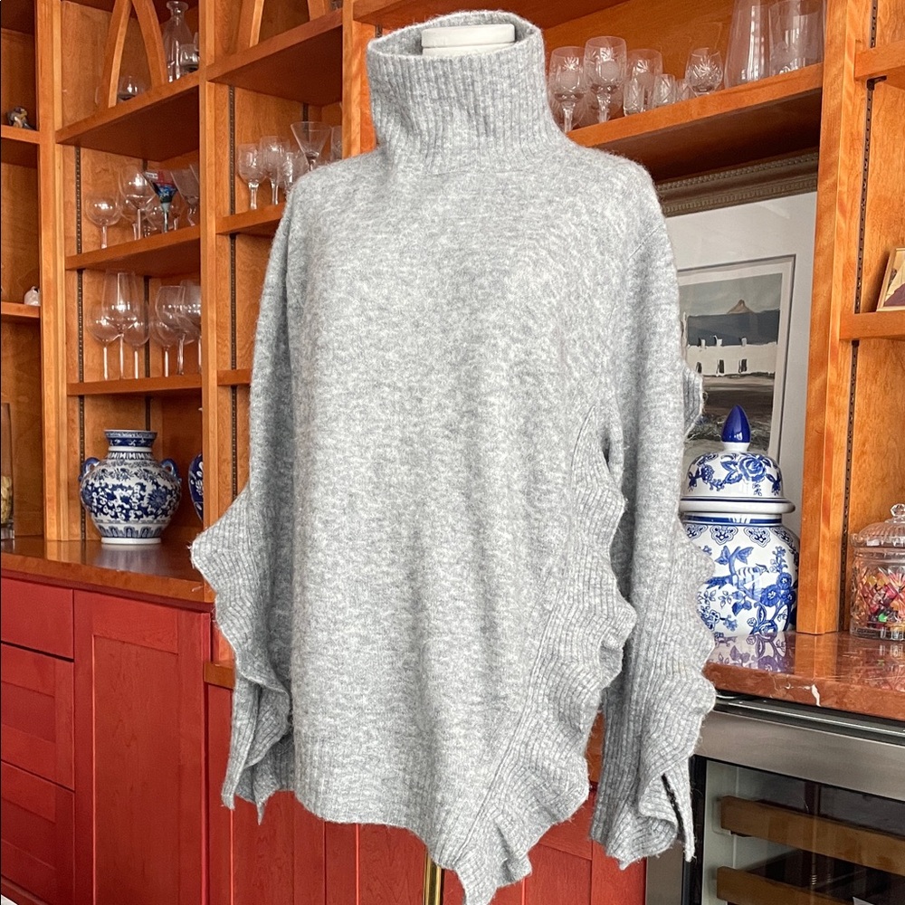 Phillip Lim 3.1 Cozy Light Gray Turtleneck Ruffle Sweater Large - Picture 2 of 13